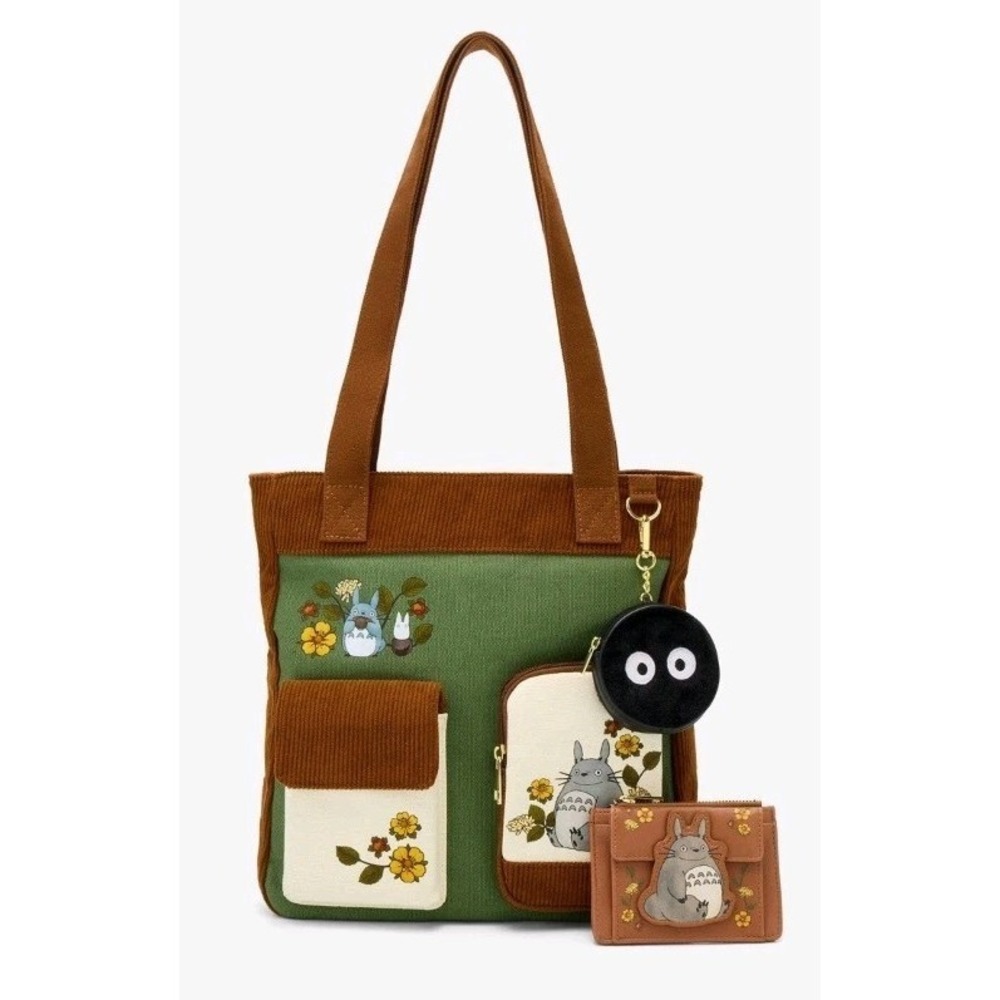 Studio Ghibli® My Neighbor Totoro Floral Corduroy Embroidered Tote Bag & WALLET